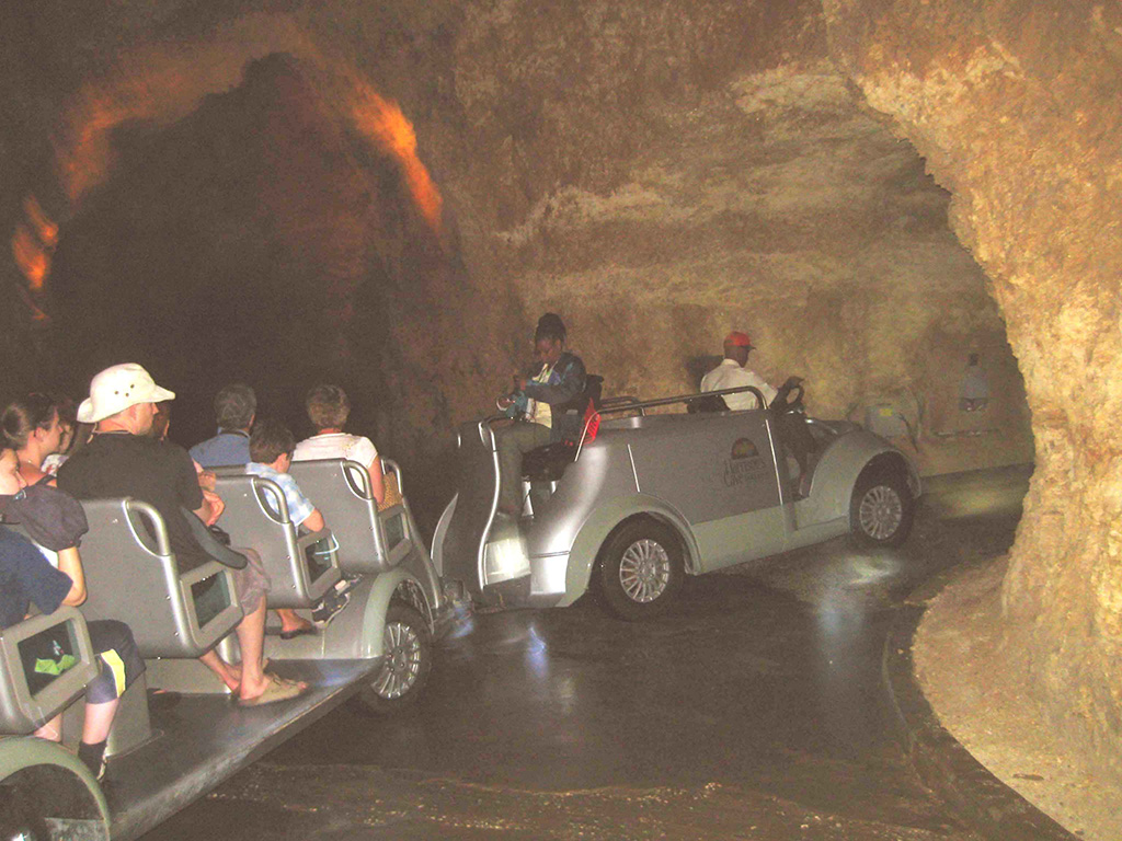 Barbados tram in caves